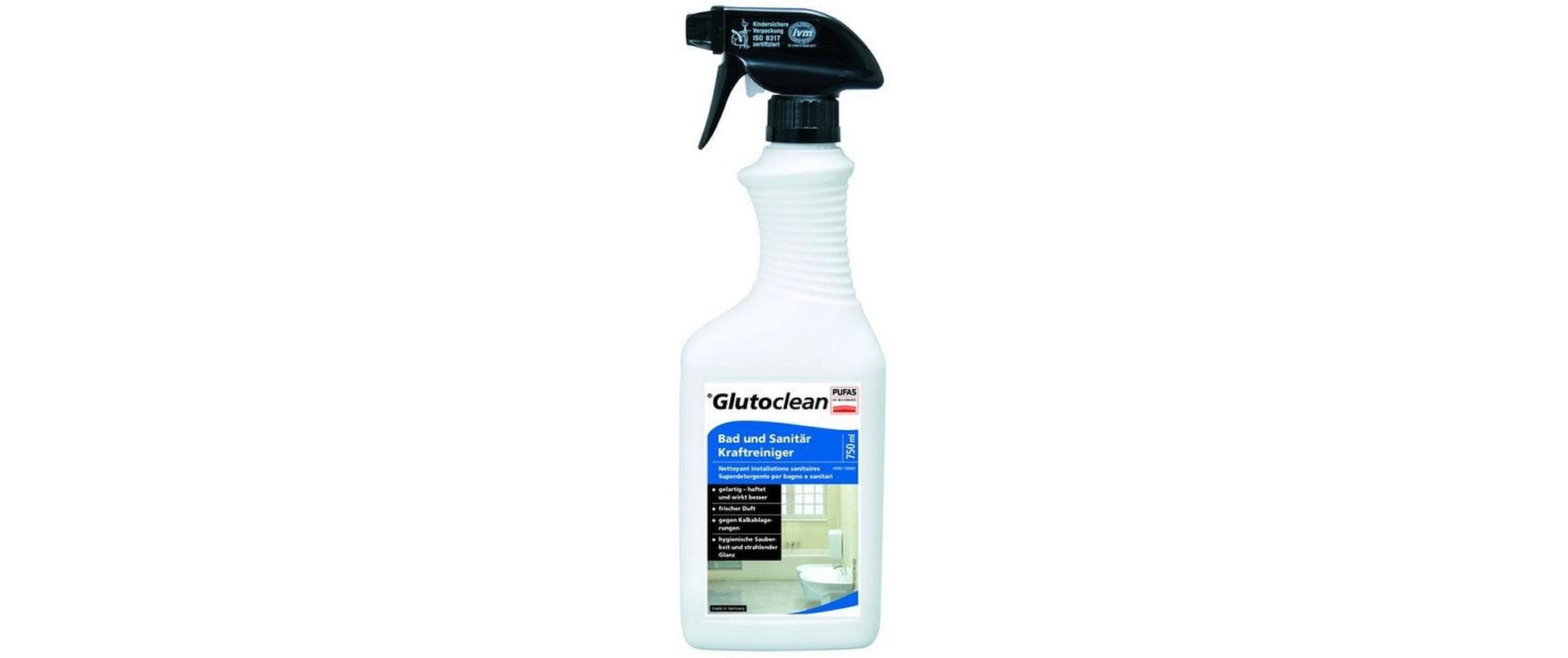 Glutoclean Bad-/Kalkreiniger für Bad/Sanitär – Flüssigkeit, Kanister – 750 ml