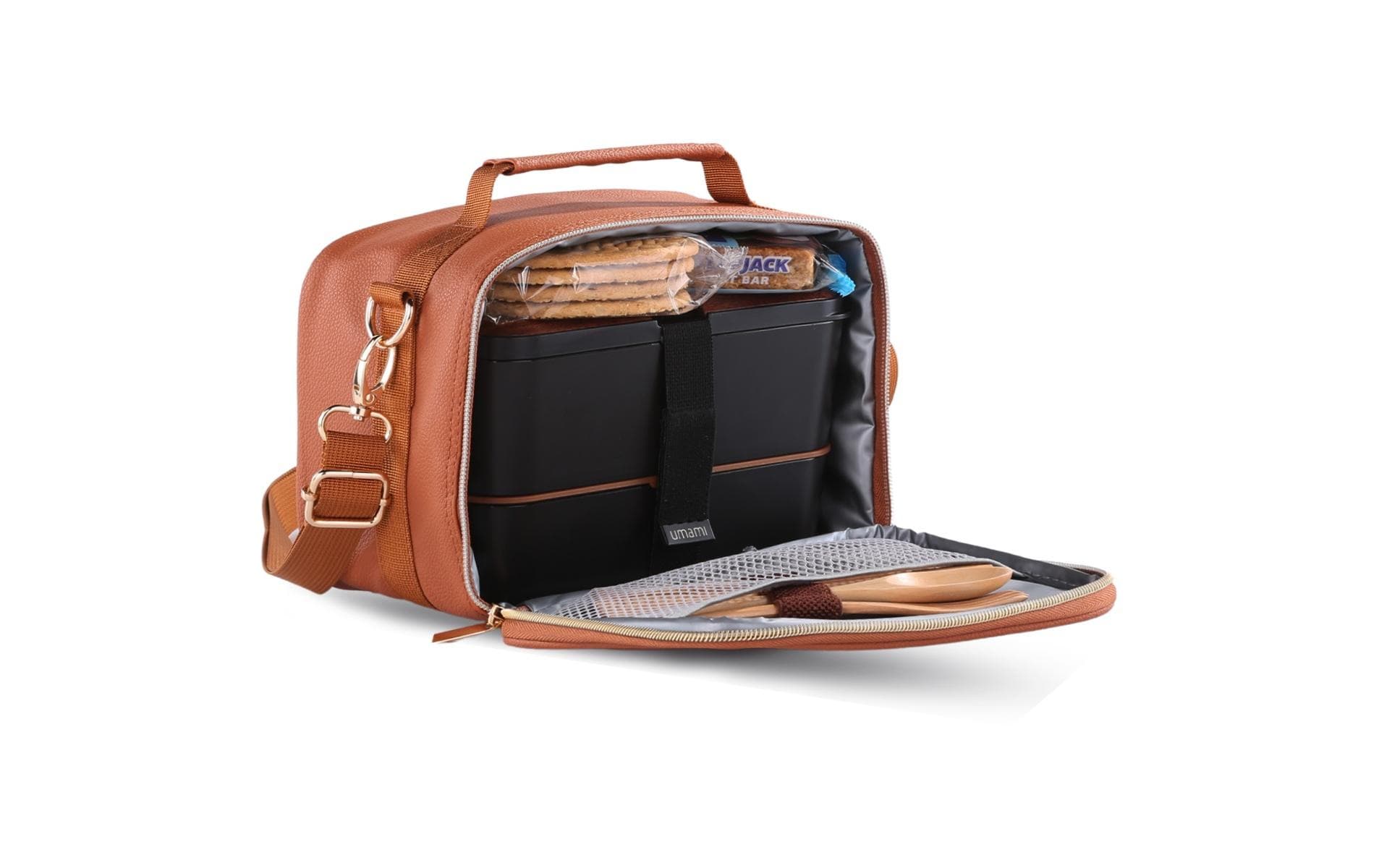 Umami Lunchbox Thermocase – waschbar, Tragegriff, Reissverschluss – 25 × 20 × 10 cm – braun – Nylon