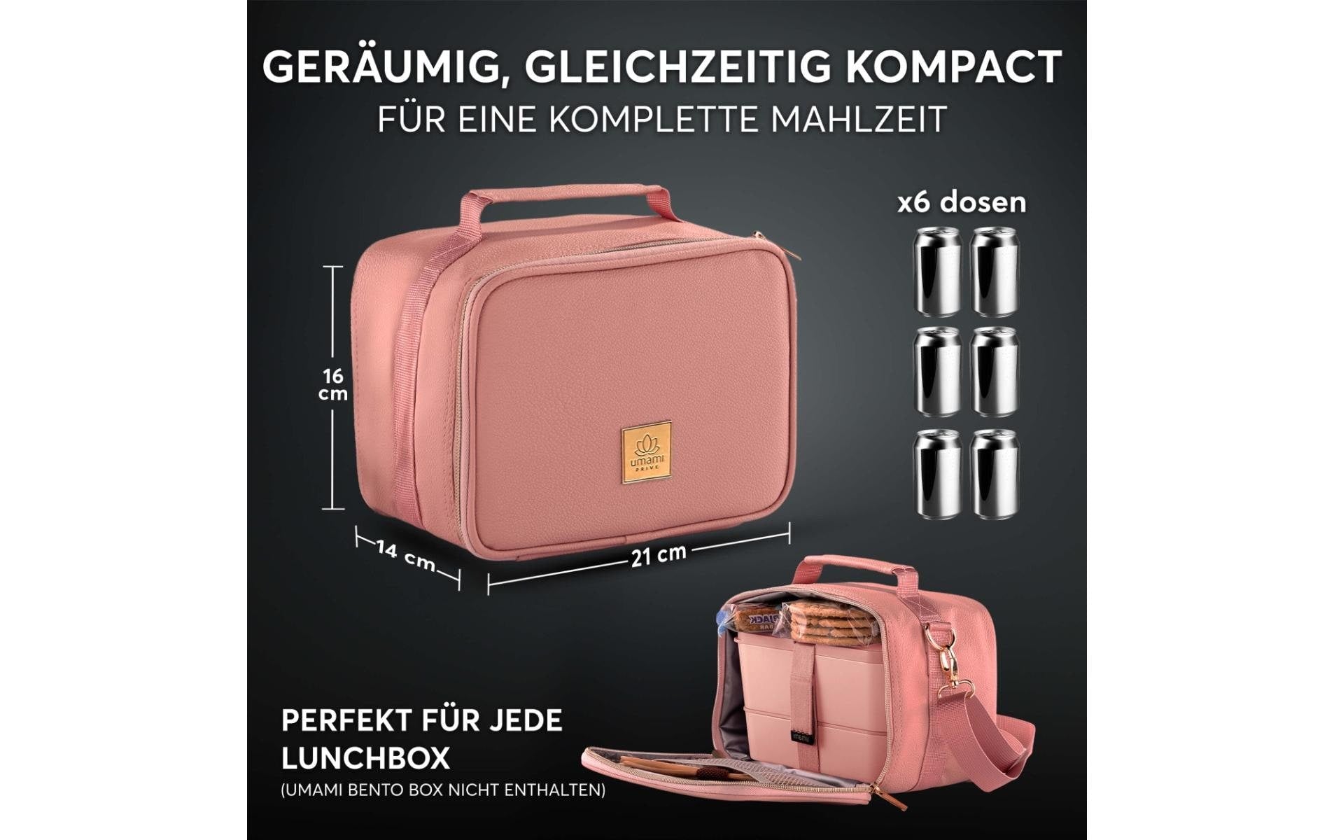 Umami Lunchbox Thermocase – 21 × 16 × 14 cm – pink – Nylon – Wild Rose Premium – 1 Stk.
