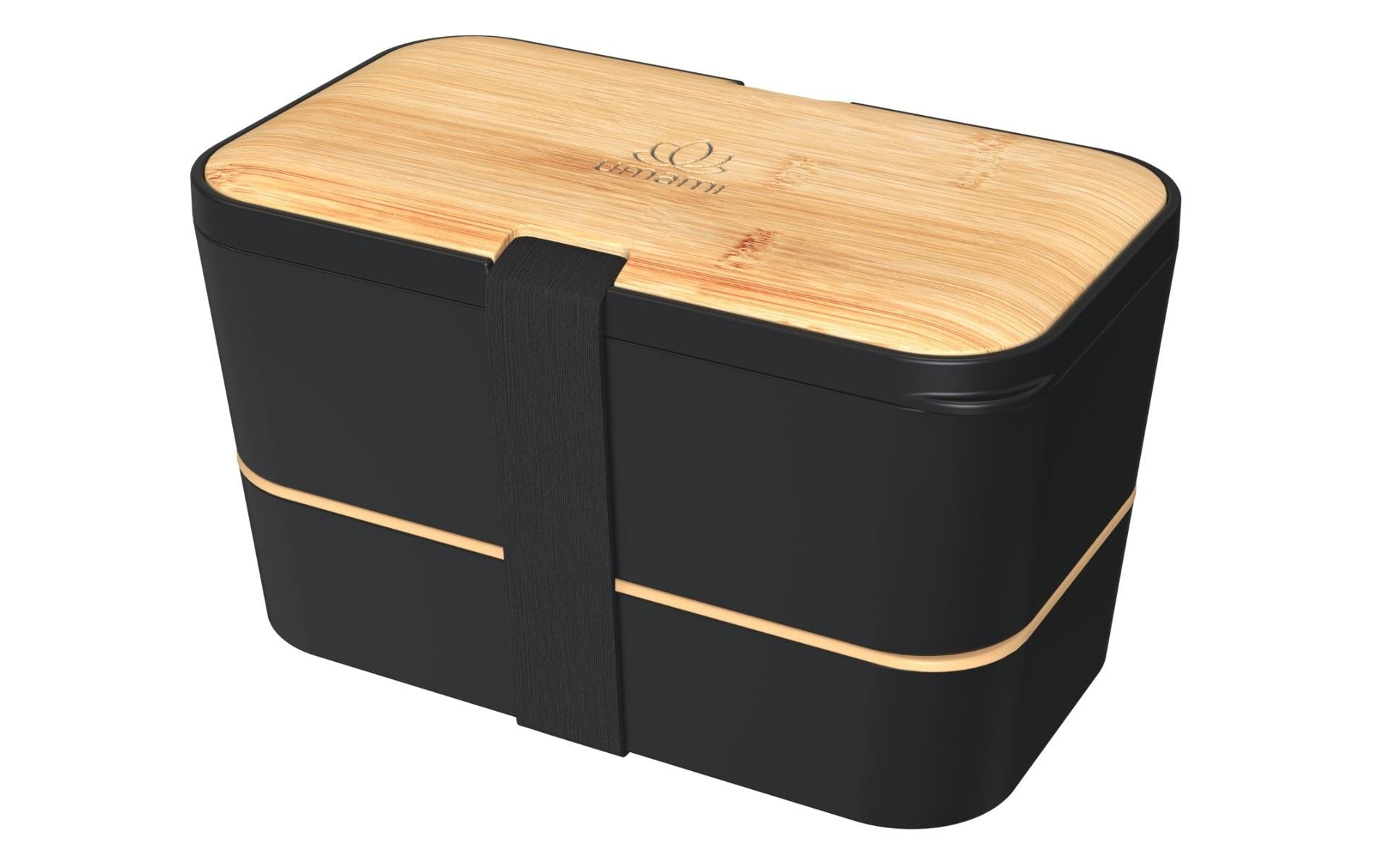 Umami Lunchbox 600 ml, 20 × 15 × 10 cm, Polypropylen (PP)/Bambus, schwarz, 2-teilig