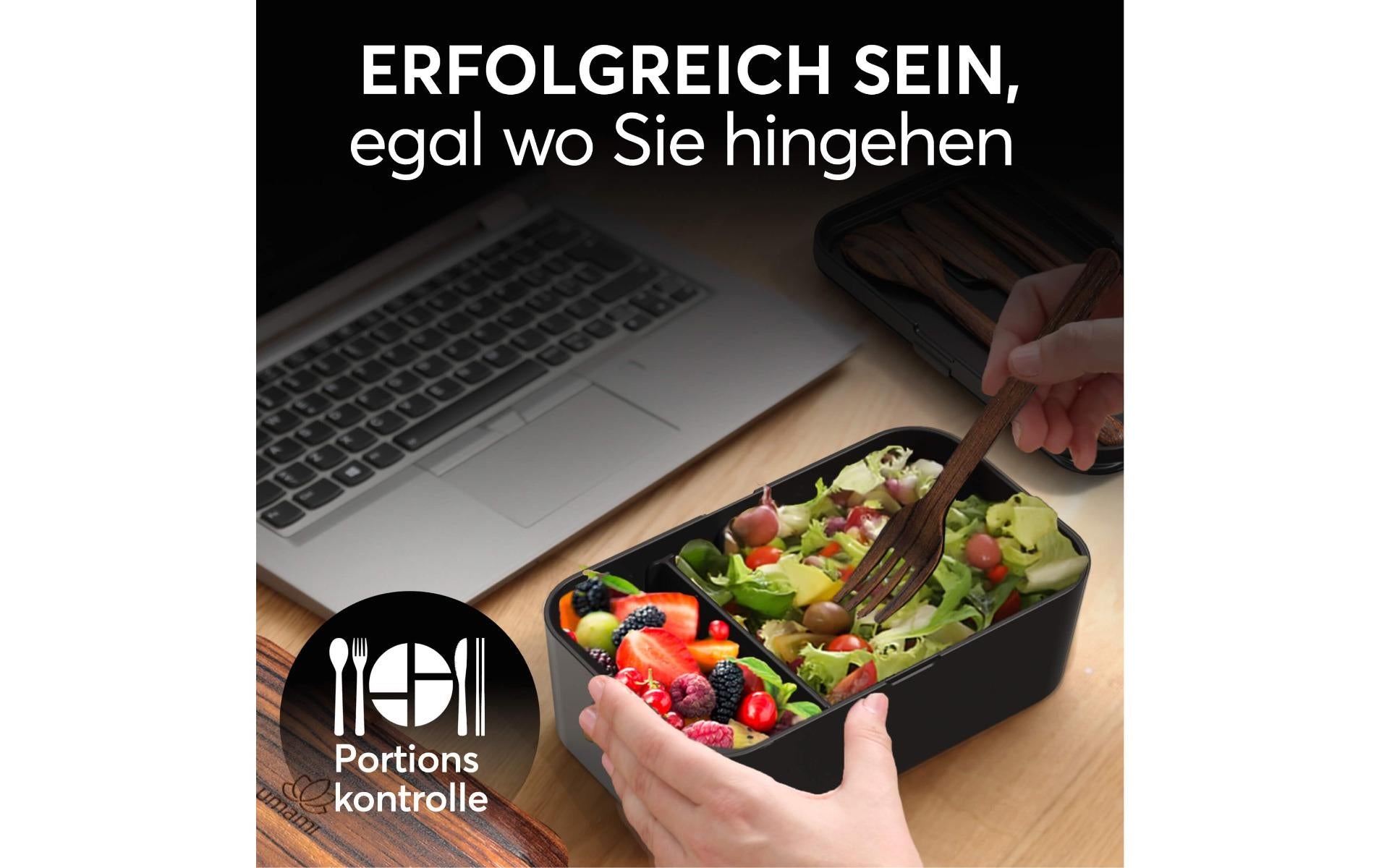 Umami Lunchbox 800 ml, 20 × 15 × 10 cm, Polypropylen (PP), schwarz, 2-teilig