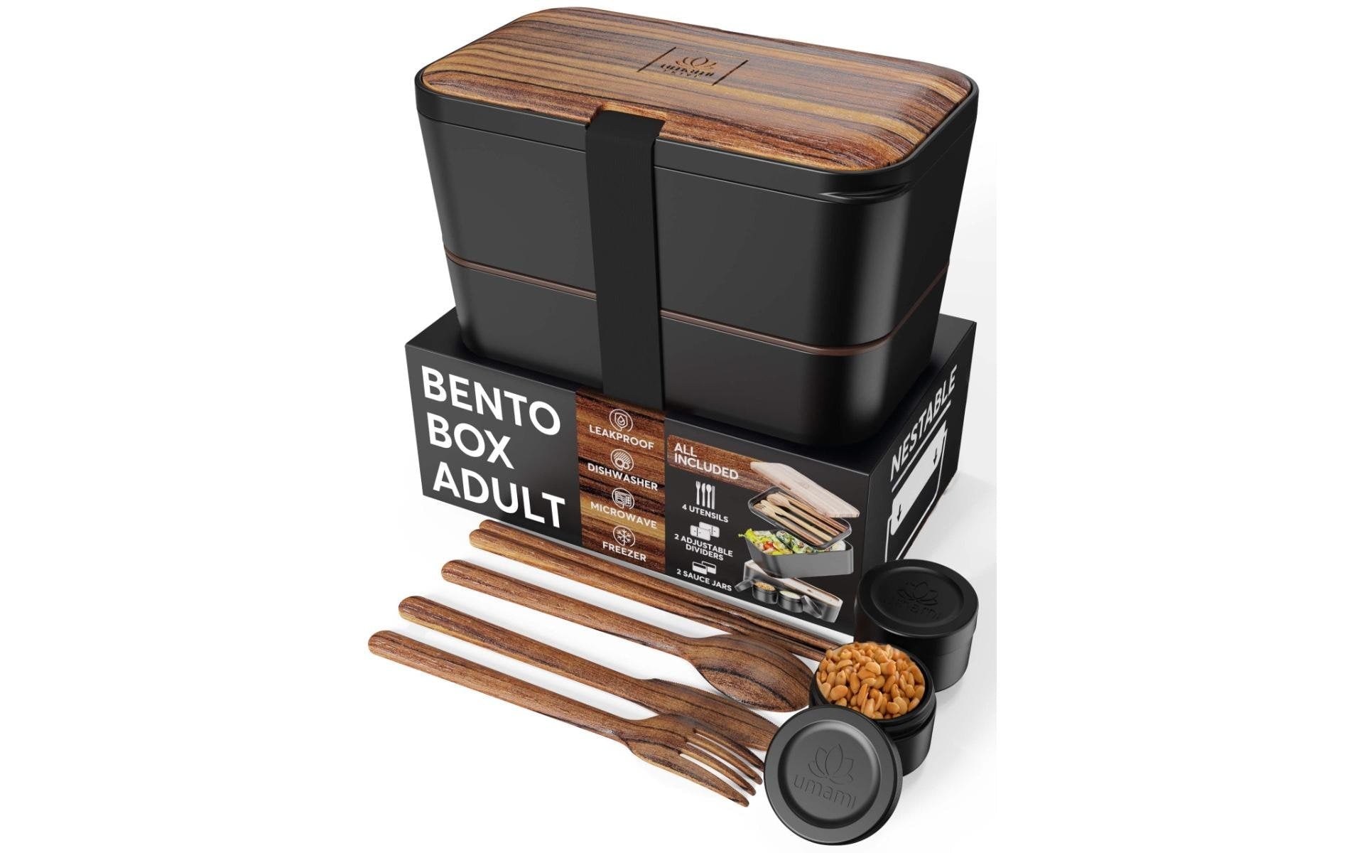 Umami Lunchbox 800 ml, 20 × 15 × 10 cm, Polypropylen (PP), schwarz, 2-teilig