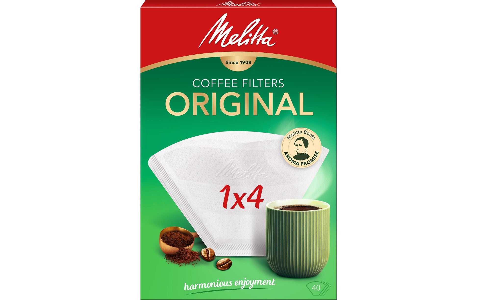Melitta Kaffeefilter 1x4 – Weiss, 40 Stk.