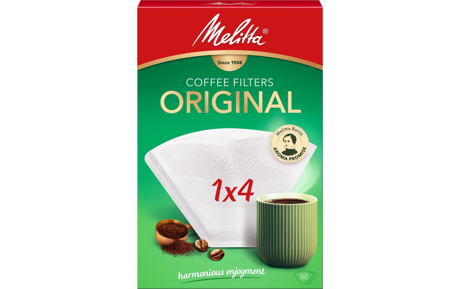 Melitta Kaffeefilter 1x4 – Weiss, 80 Stk.