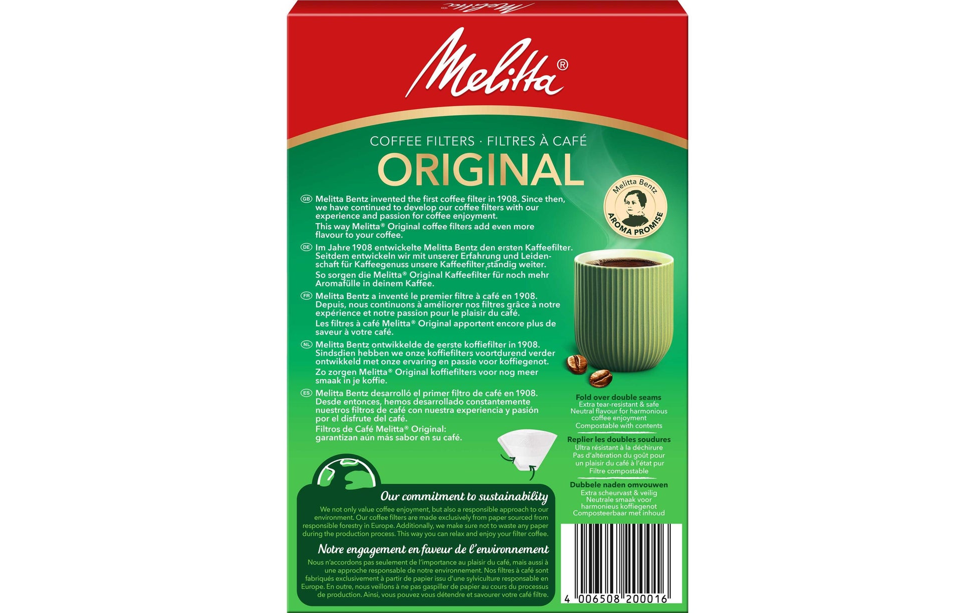Melitta Kaffeefilter 1x4 – Weiss, 40 Stk.