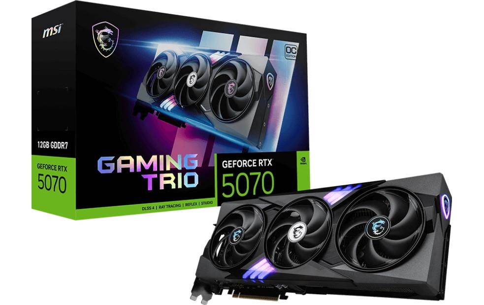 MSI GeForce RTX 5070 12 GB GAMING TRIO OC – PCIe Grafikkarte – 3×DP, 1×HDMI, PCIe 5.0, 250 W, 1×16-polig