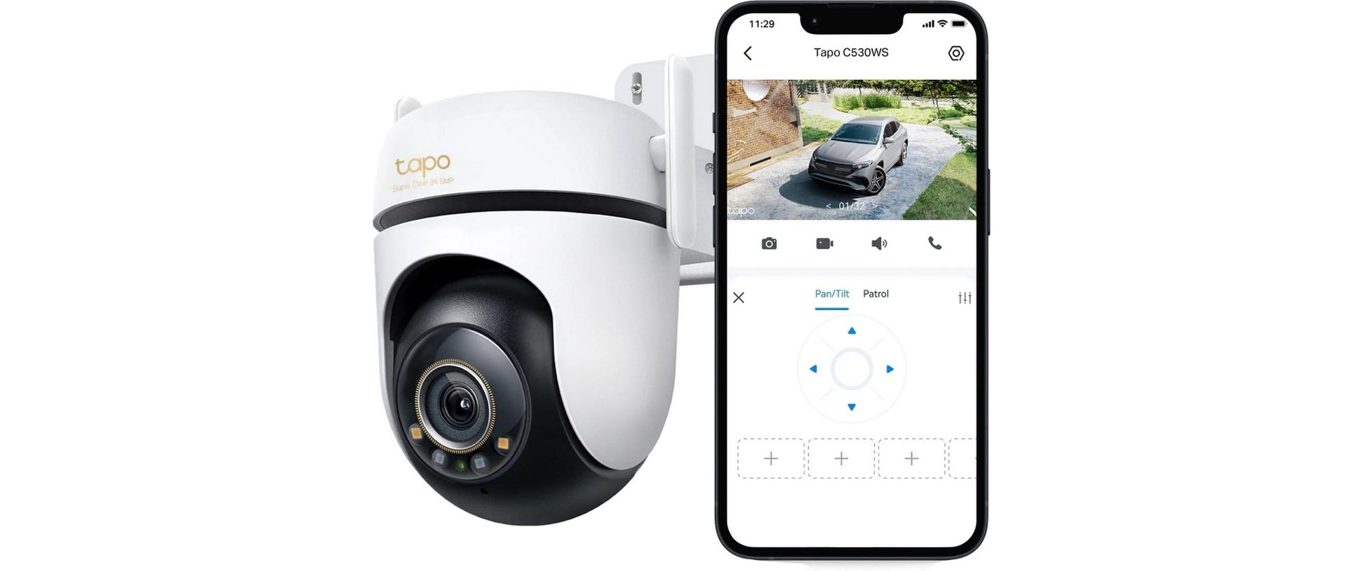 TP-Link Tapo C530WS IP-Sicherheitskamera – 5 MP, Reichweite 30 m, IP66, Weiss