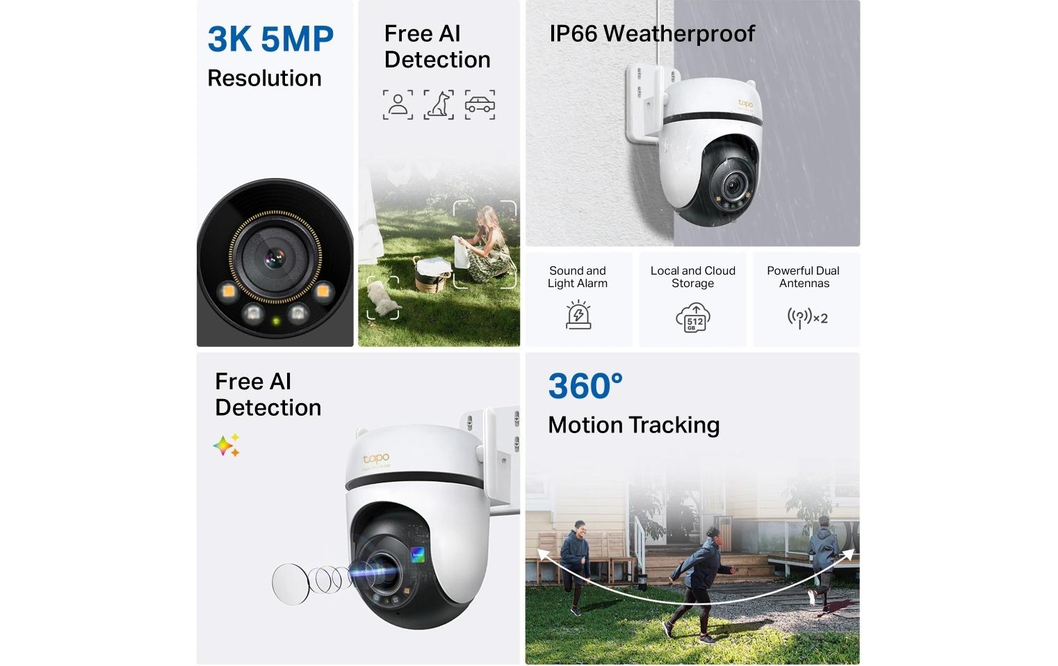 TP-Link Tapo C530WS IP-Sicherheitskamera – 5 MP, Reichweite 30 m, IP66, Weiss