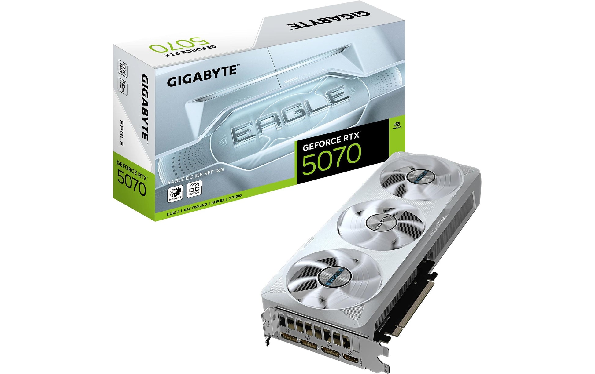 GIGABYTE GeForce RTX 5070 EAGLE OC ICE-12G – PCIe Grafikkarte – 12 GB, 3×DP, 1×HDMI, PCIe 5.0, 1×16-pin