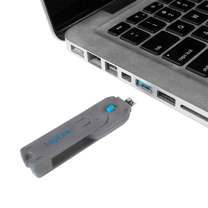 LogiLink USB-Adapter – Sicherheitsschloss, 1 Schlüssel – Blau – für Laptop