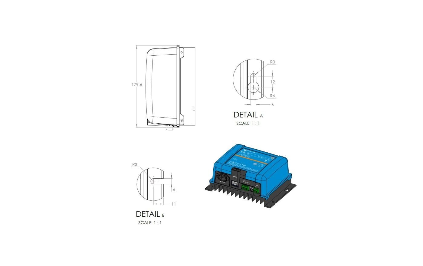 Victron Smart IP43 Ladegerät – 50 A, 12 V, 1+1, Erhaltungsladung, für LiFePO4-Akkus, 120–240 V AC