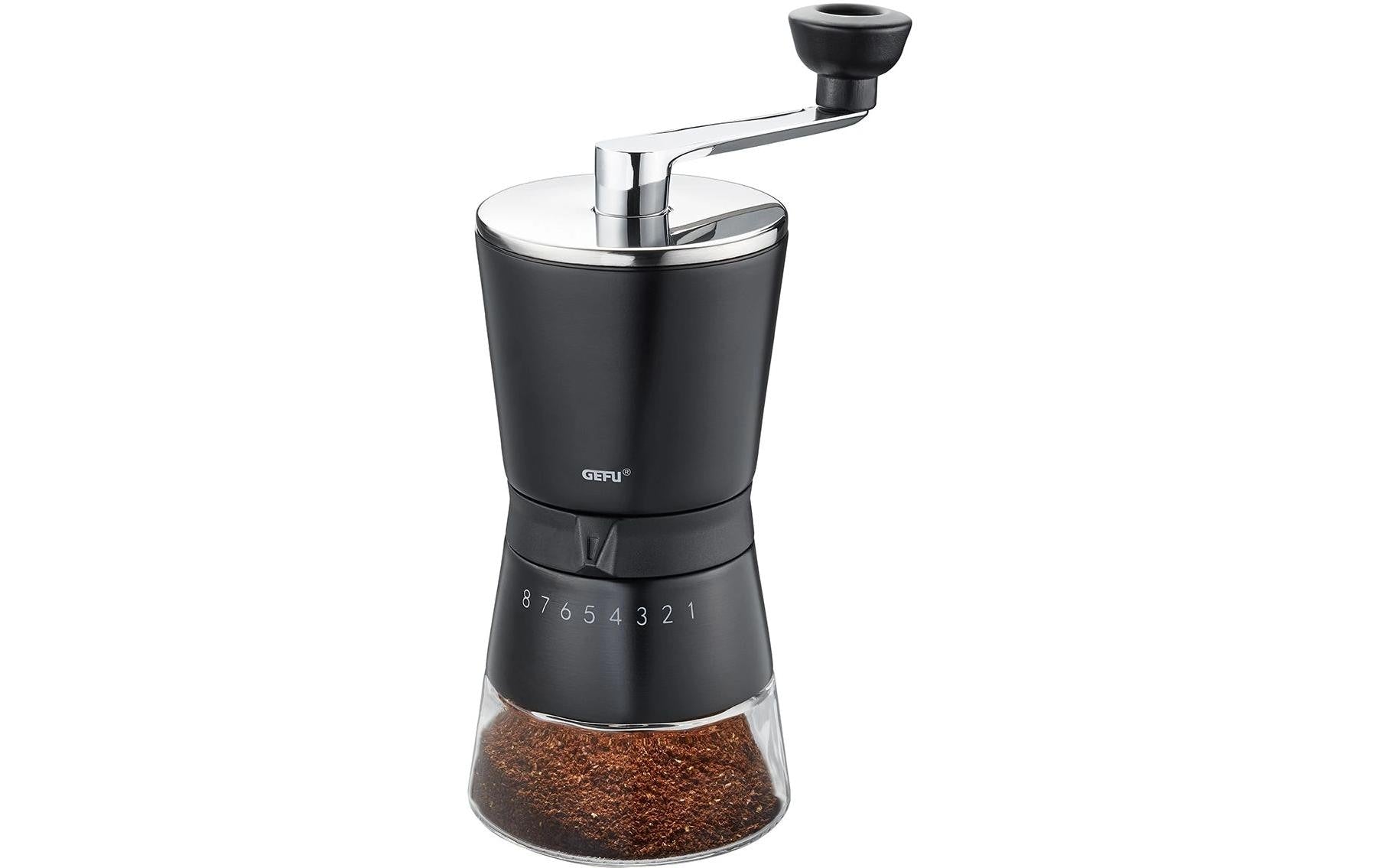 GEFU Hand-Kaffeemühle SANTIAGO – 10 g, Edelstahl-Mahlwerk, Kunststoff – Silber