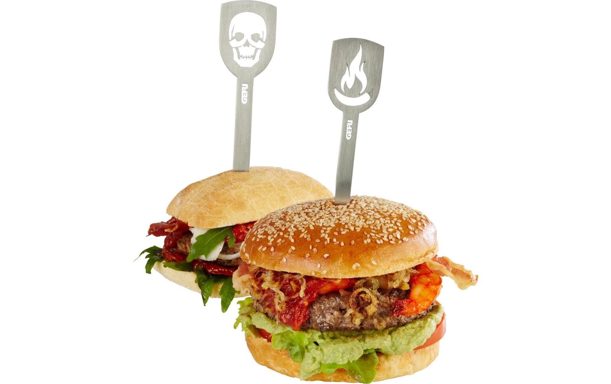 GEFU Burger-Spiesse 19 cm, 2er-Set, Edelstahl, Silber