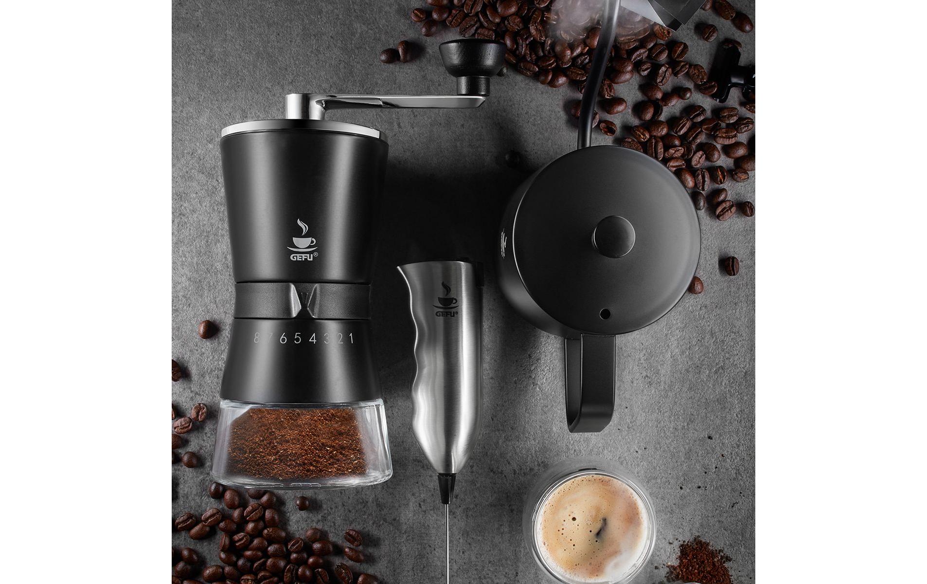 GEFU Hand-Kaffeemühle SANTIAGO – 10 g, Edelstahl-Mahlwerk, Kunststoff – Silber