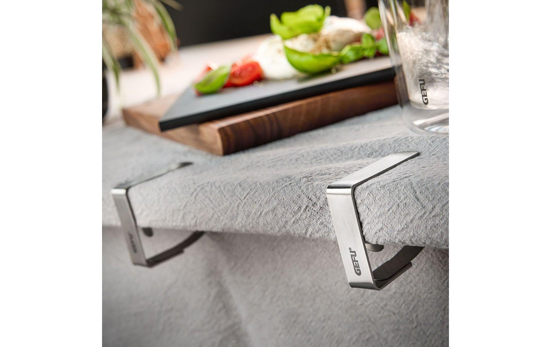 GEFU Tischtuchklammern FERMO – Silber – 23,5 × 8 × 1,9 cm – Edelstahl – 4 Stk