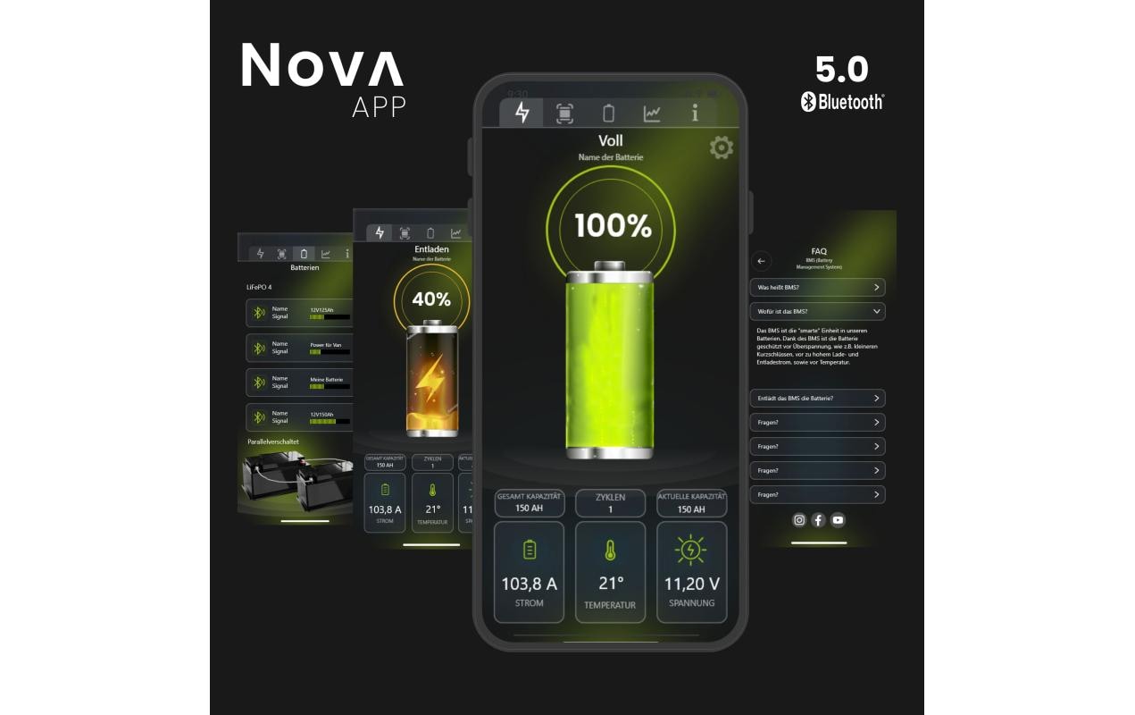 Wattstunde NOVA Base Akku 12,8 V 100000 mAh 1280,00 Wh LiFePO4