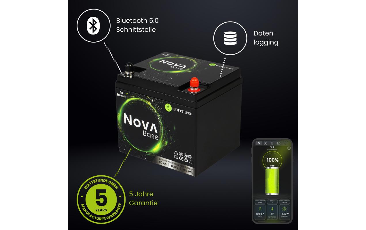 Wattstunde NOVA Base Akku 12,8 V 60000 mAh 768,00 Wh Li‑Ion