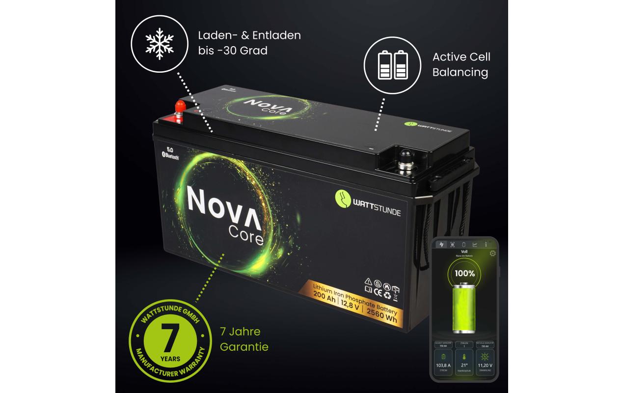 Wattstunde NOVA Core Akku 12,8 V 200000 mAh 2560,00 Wh LiFePO4
