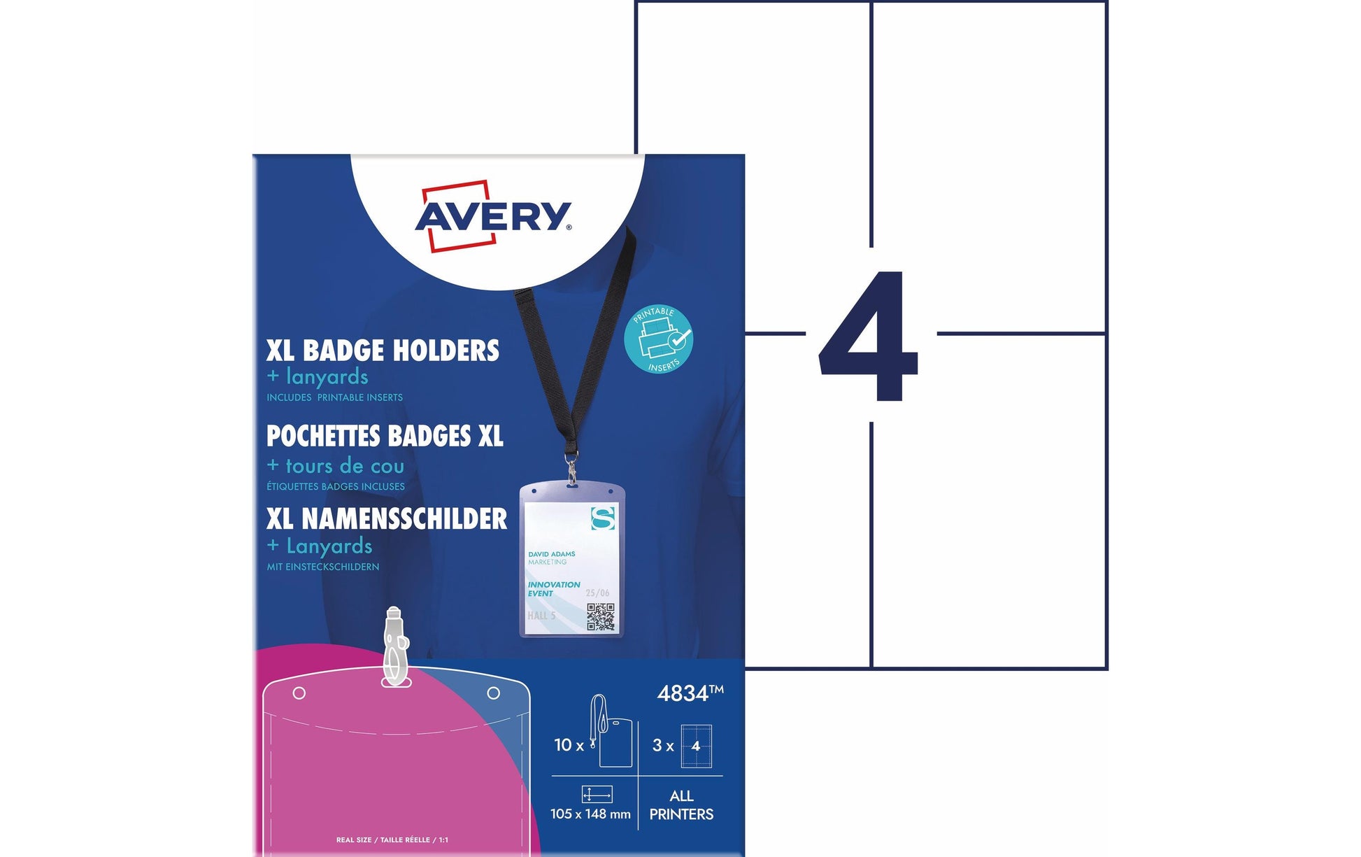 Avery Zweckform Namensschild-Halterung – 105 × 148 mm, transparent, Kunststoff