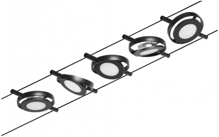 Paulmann Systemleuchte RoundMac – 5er Set, 10 m, 1000 lm, 22,5 W, 3000 K, nicht dimmbar, schwarz/chrom