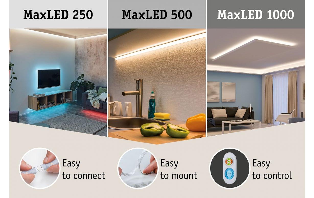 Paulmann LED-Strip MaxLED 500 – 10 m, mehrfarbig, dimmbar, 72 W – Silber