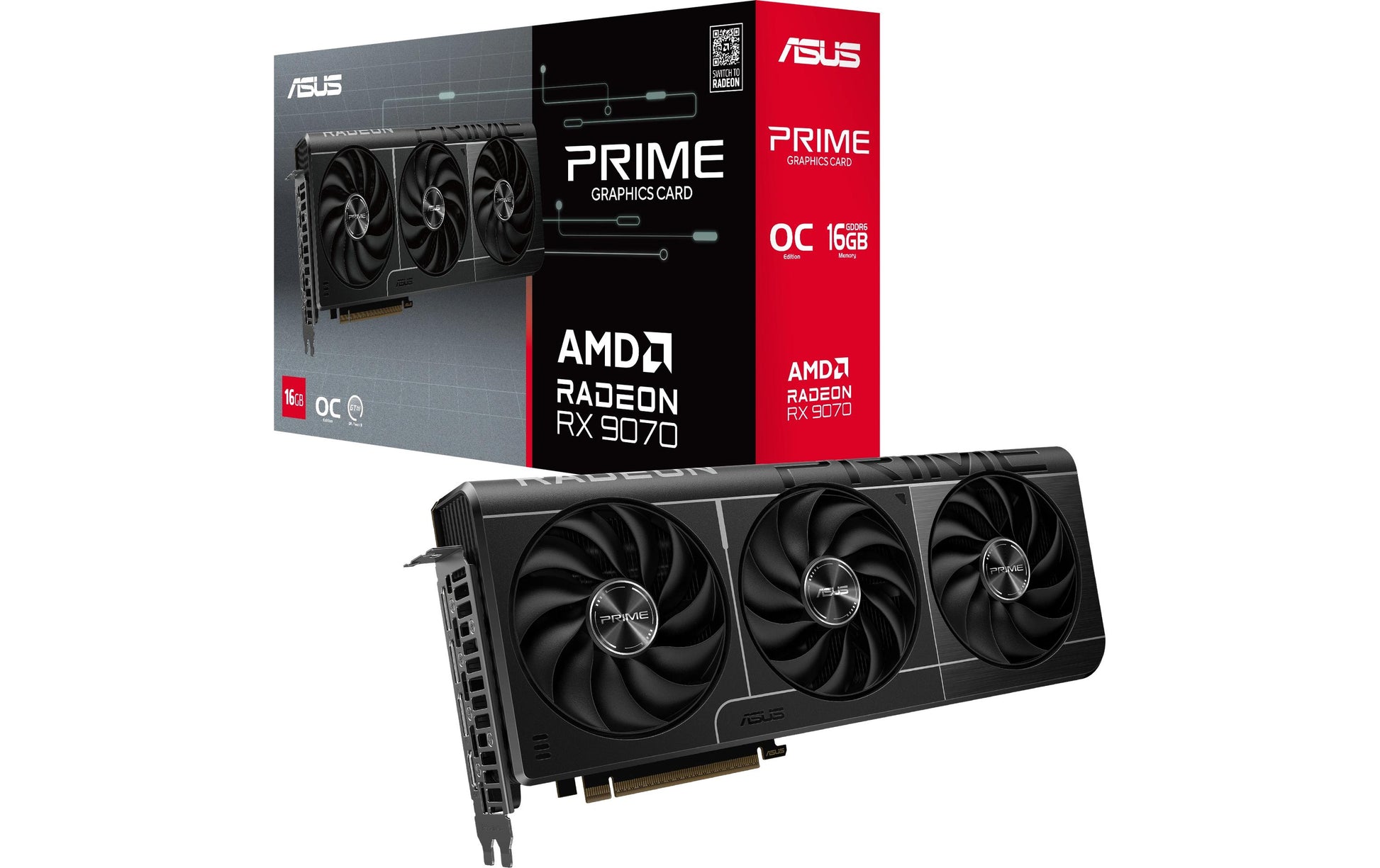 ASUS PRIME-RX9070-O16G – PCIe Grafikkarte – 3×DP, 1×HDMI, PCIe 5.0, Radeon RX 9070, 16 GB GDDR6, 2×8-Pin