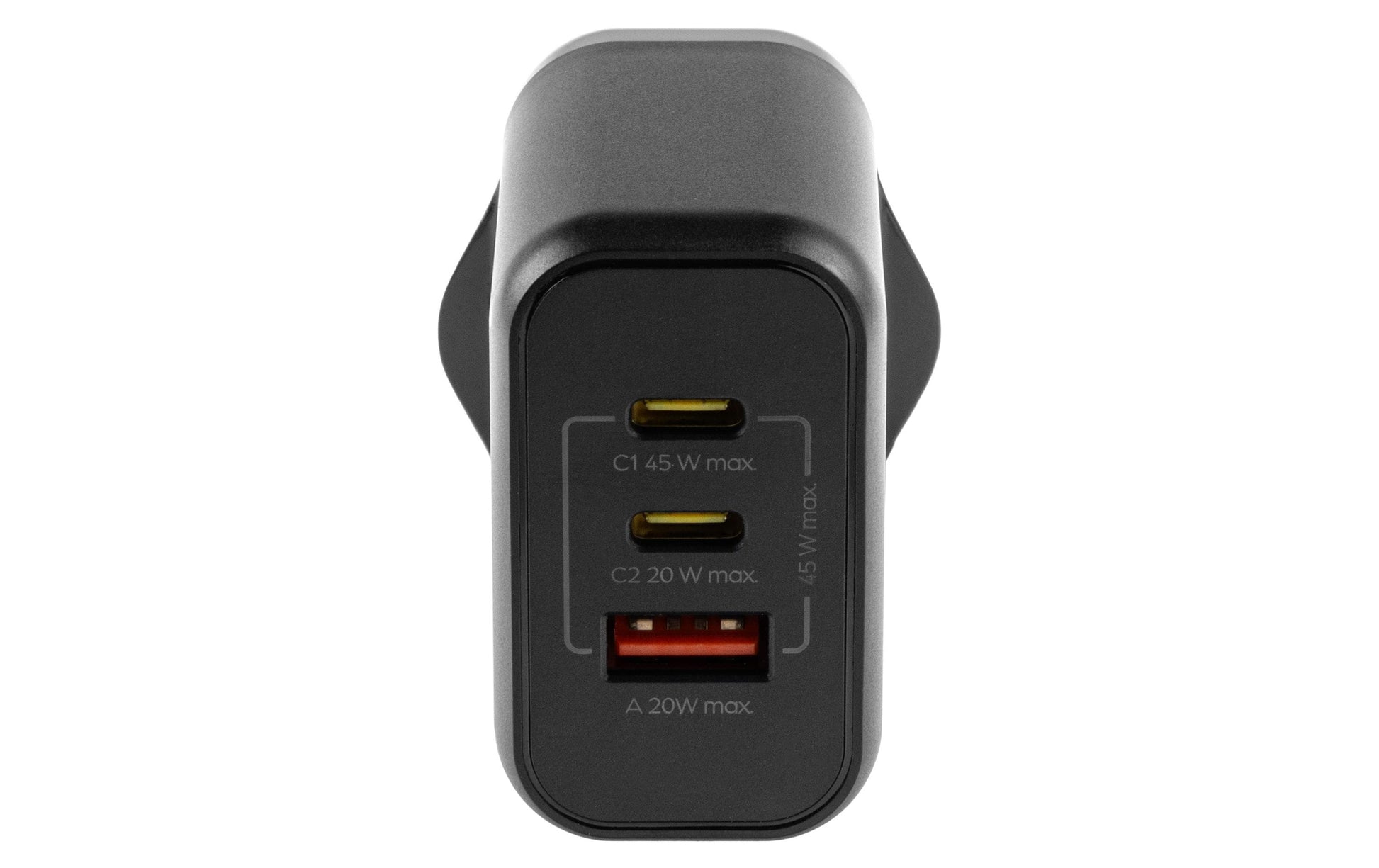 ONIT F02799 USB-Ladegerät 45 W – USB-C×2, USB-A×1 – PD 3,0, PPS, QC 3,0, GaN – EU-Stecker (Typ C) – Schwarz