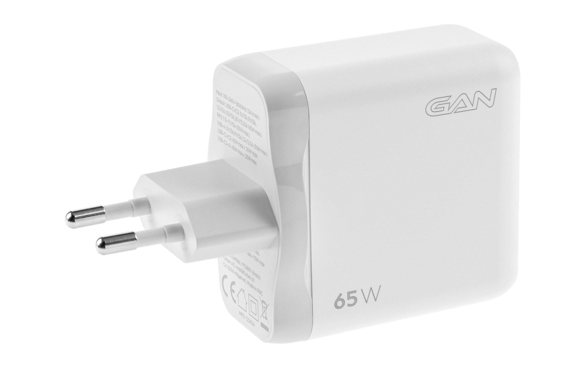ONIT F02800 USB-Ladegerät 65 W – USB-C×2, USB-A×1 – PD 3.0, PPS, QC 3.0 – GaN – Weiss