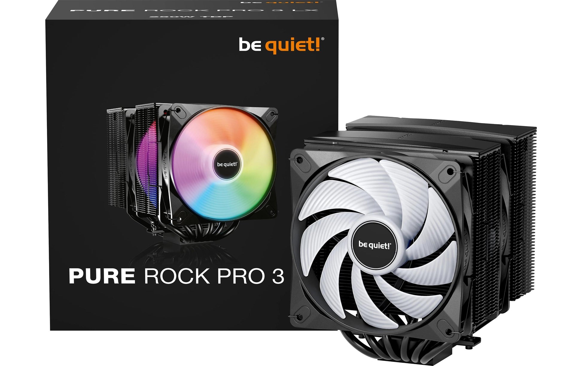 be quiet! be quiet Pure Rock Pro 3 LX – CPU-Kühler – 2×120 mm, 250 W TDP, RGB, 155 mm, Schwarz