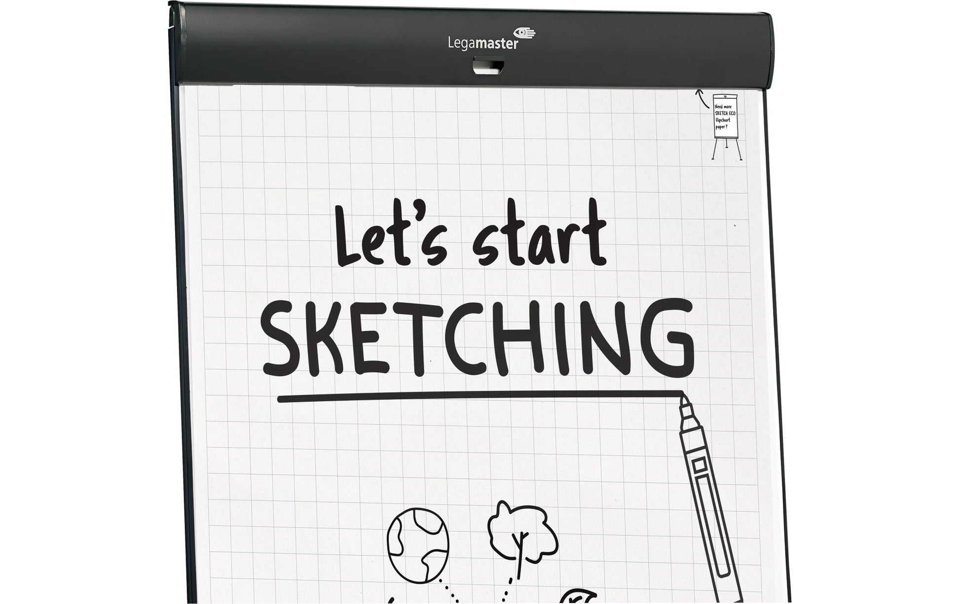Legamaster Flipchart-Block SKETCH PRO – 105 × 68 cm, schwarz, Stahl