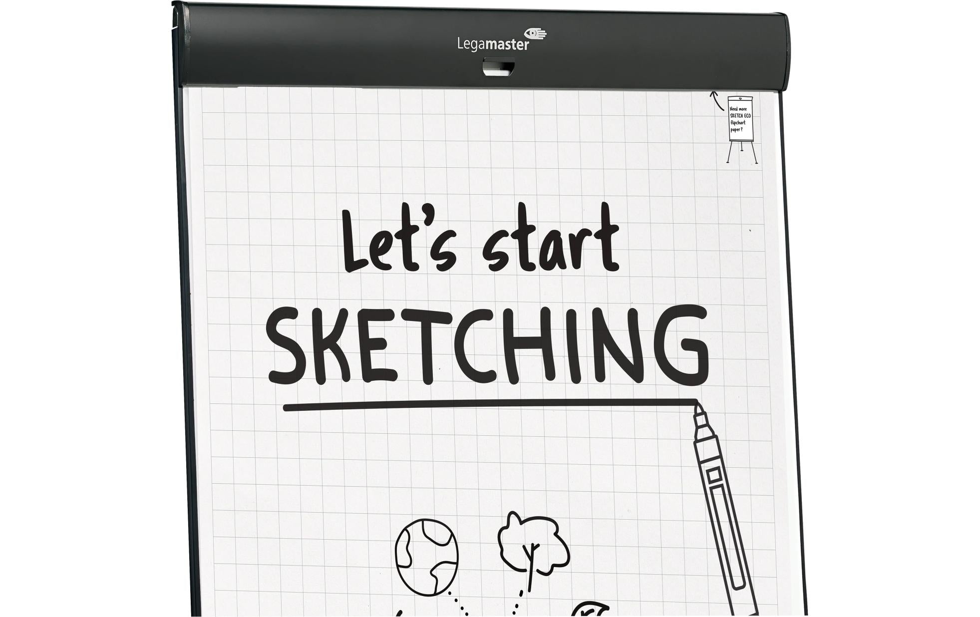 Legamaster Flipchart-Block SKETCH PRO – 105 × 68 cm, schwarz, Stahl