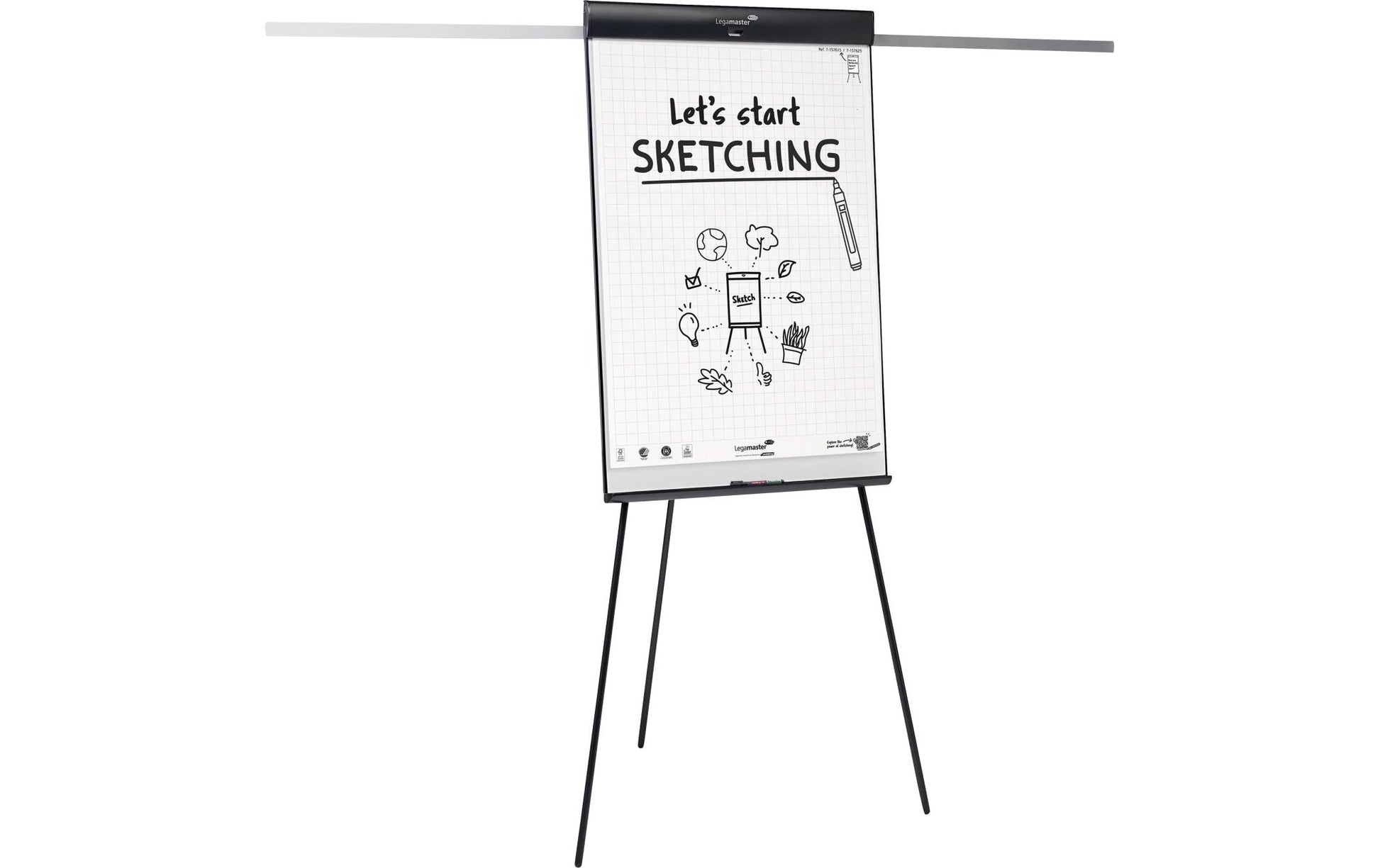 Legamaster Flipchart-Block SKETCH PRO – 105 × 68 cm, schwarz, Stahl