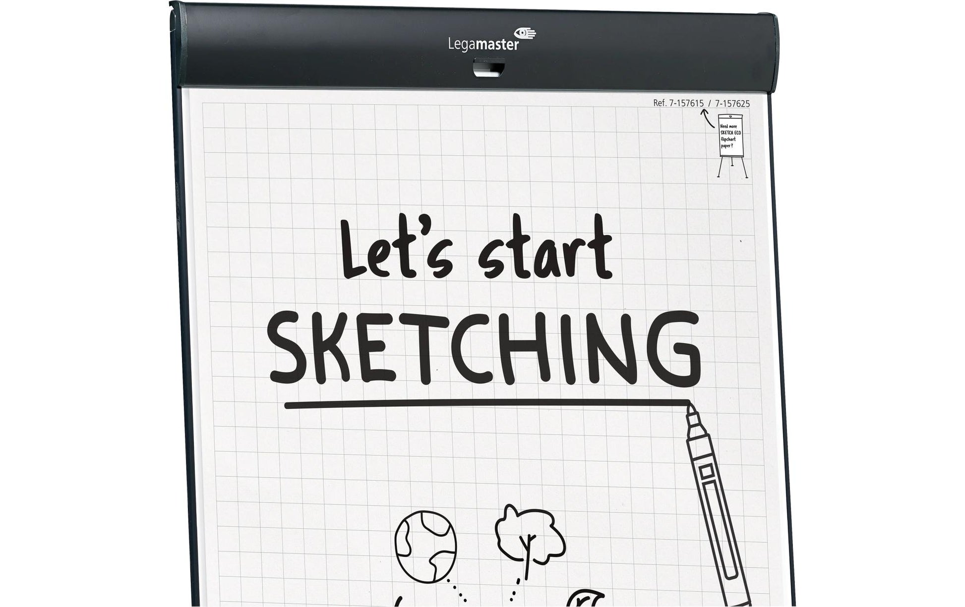 Legamaster Flipchart-Block SKETCH PRO – 72 × 205 cm, schwarz, Stahl