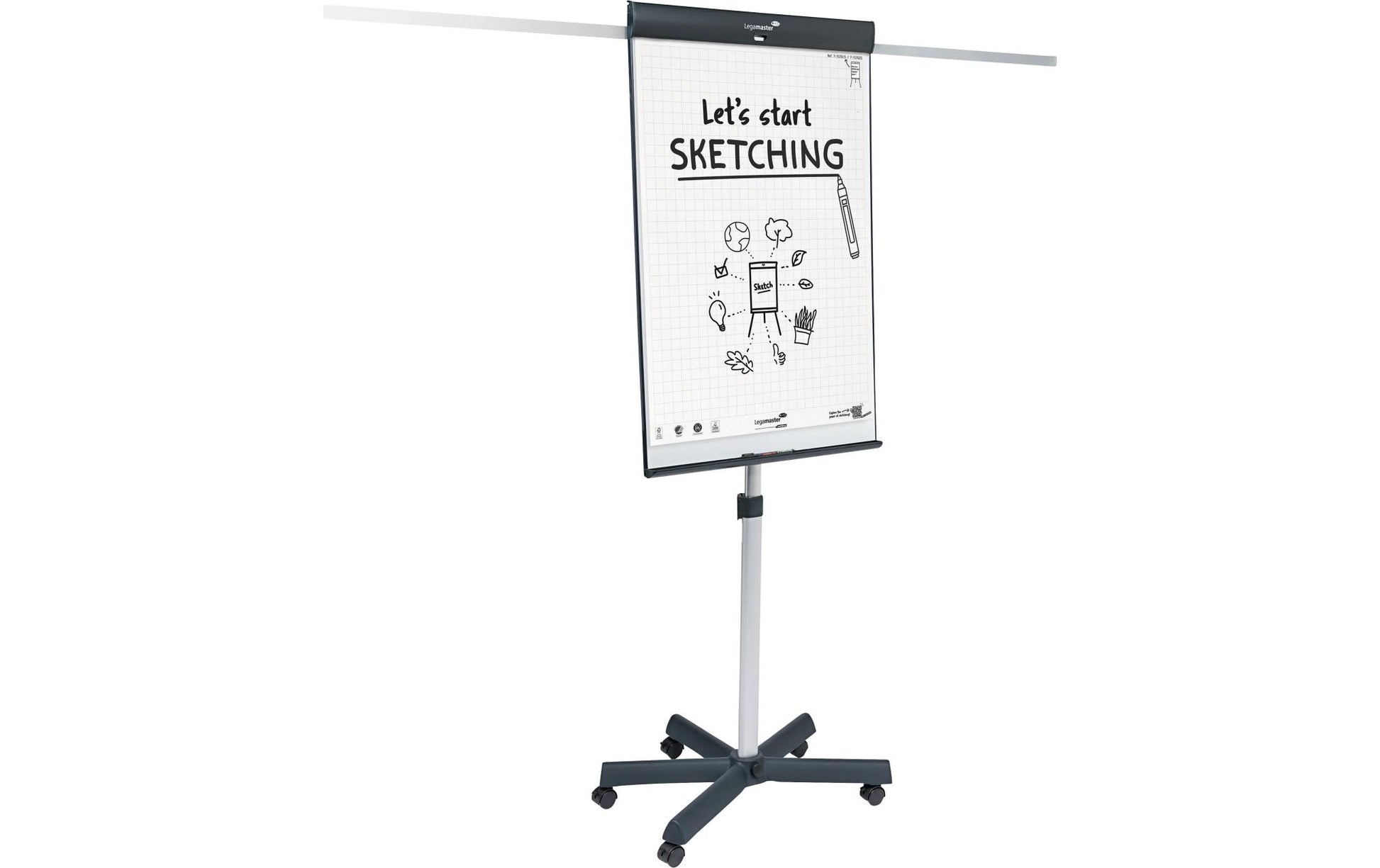 Legamaster Flipchart-Block SKETCH PRO – 72 × 205 cm, schwarz, Stahl