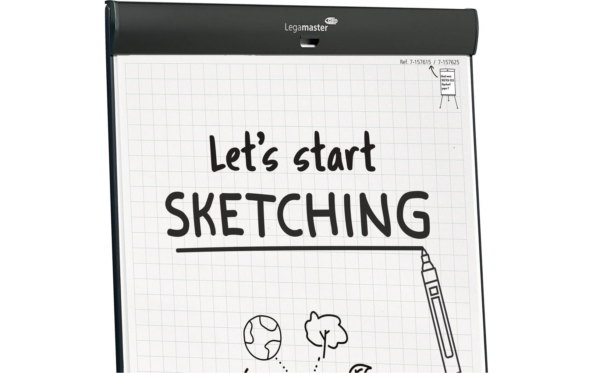 Legamaster Flipchart SKETCH PRO – 105 × 68 cm, schwarz
