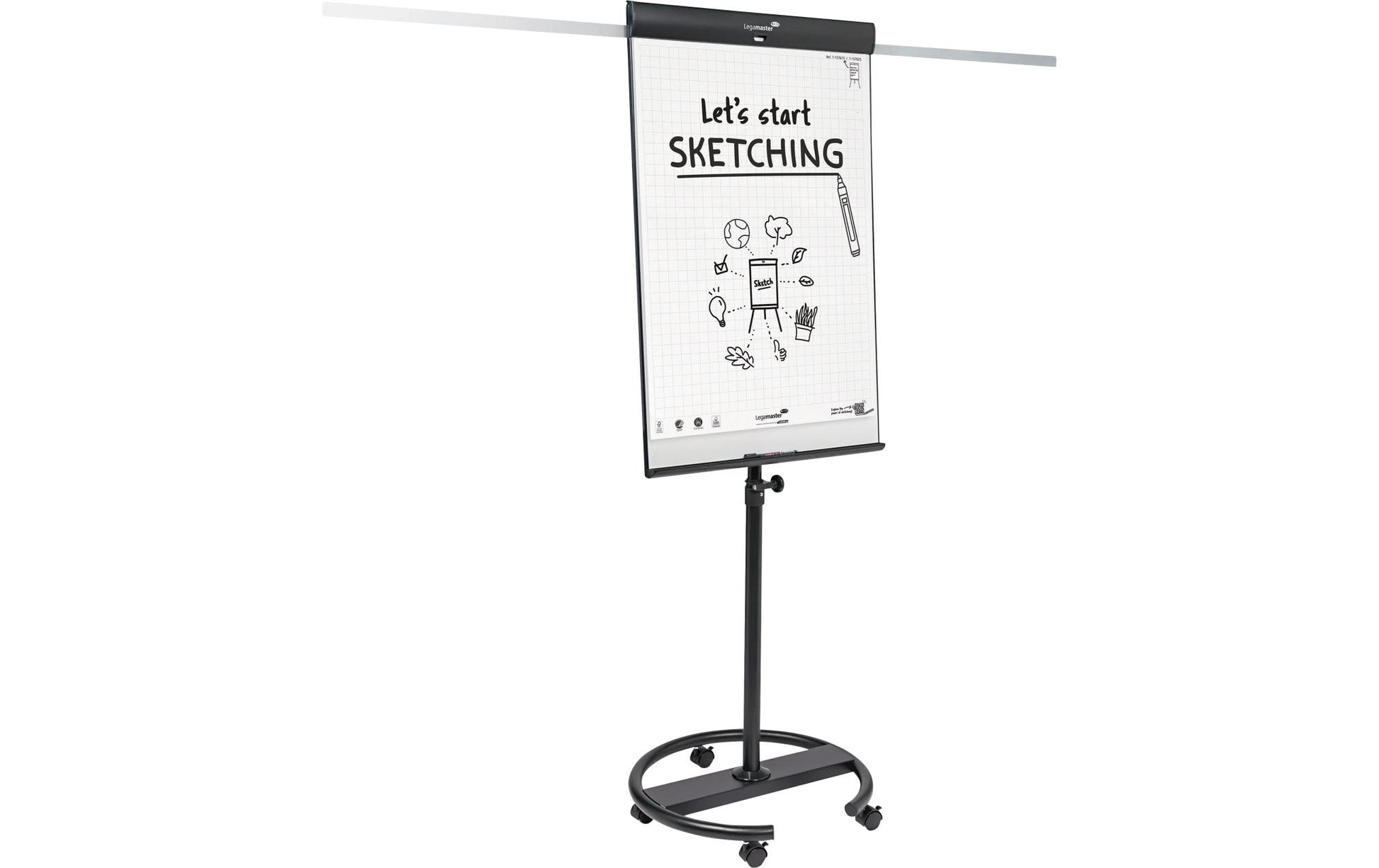 Legamaster Flipchart SKETCH PRO – 105 × 68 cm, schwarz