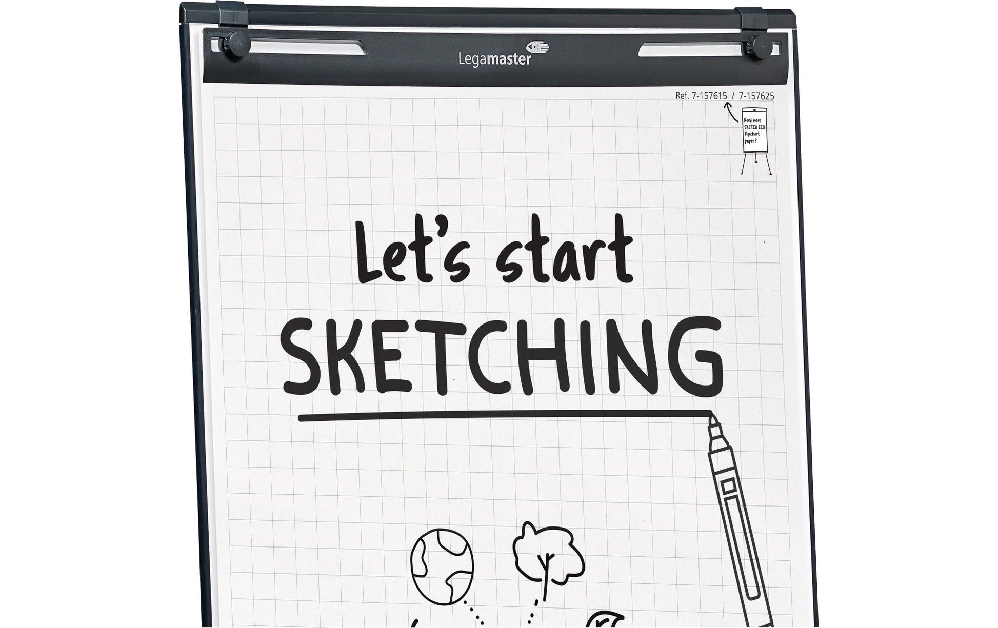 Legamaster Flipchart SKETCH EASY – 105 × 65 cm, schwarz, Stahl