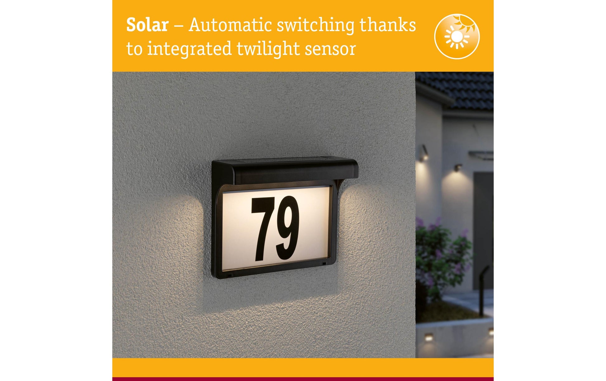 Paulmann Aussenwandleuchte – 6 lm, 0,05 W, Warmweiss, 3000 K, IP44, Solarbetrieb, Schwarz, Kunststoff