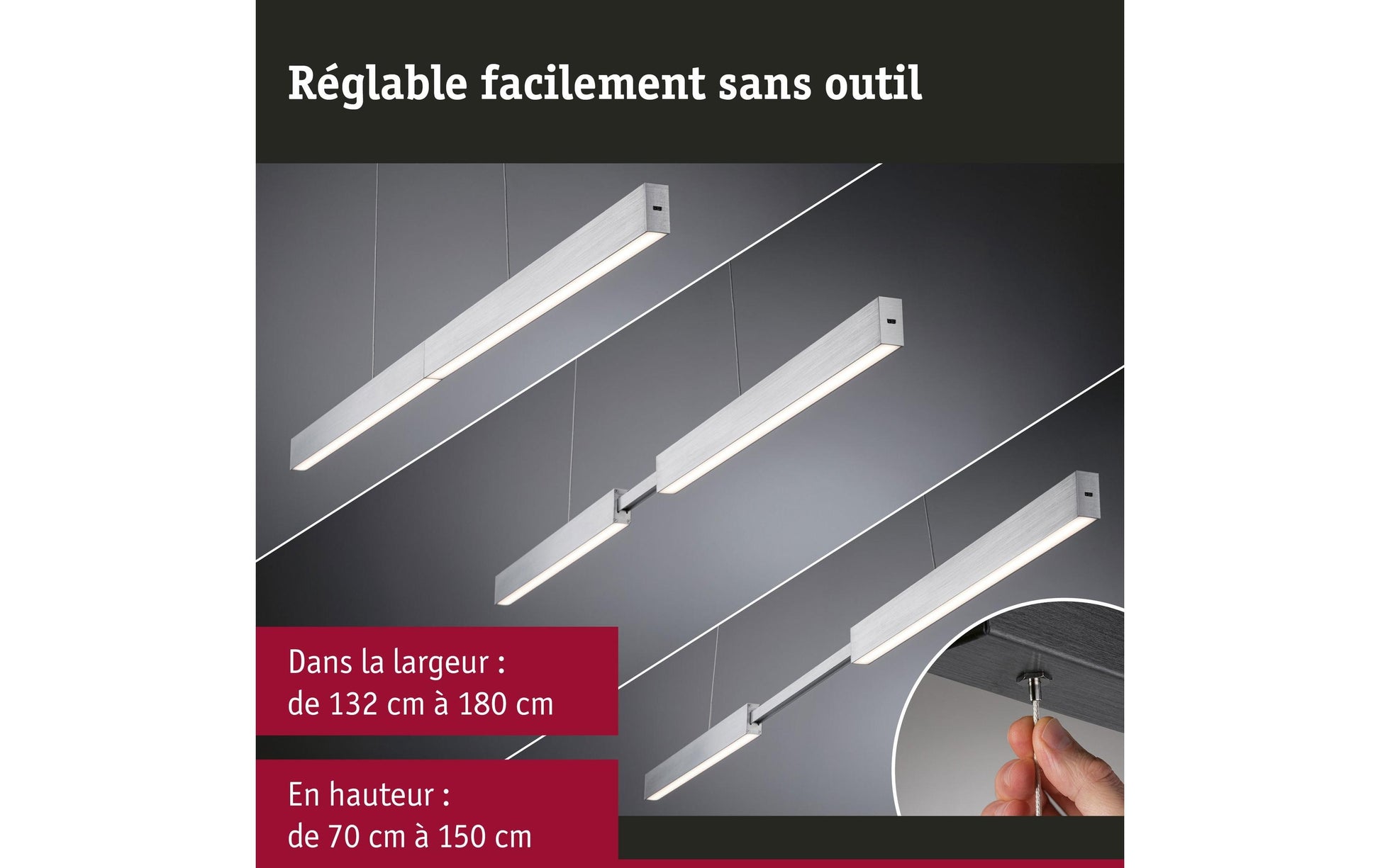 Paulmann Pendelleuchte Aptare – 180 × 5 × 150 cm, 4100 lm, 16,5 W, 2700 K, dimmbar, weiss, festverbaut