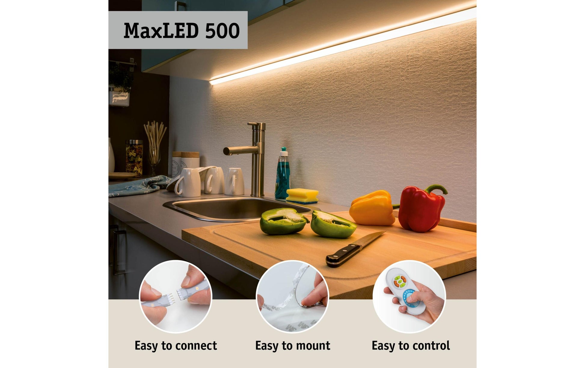 Paulmann LED-Strip MaxLED 500 – 10 m, mehrfarbig, dimmbar, 72 W – Silber