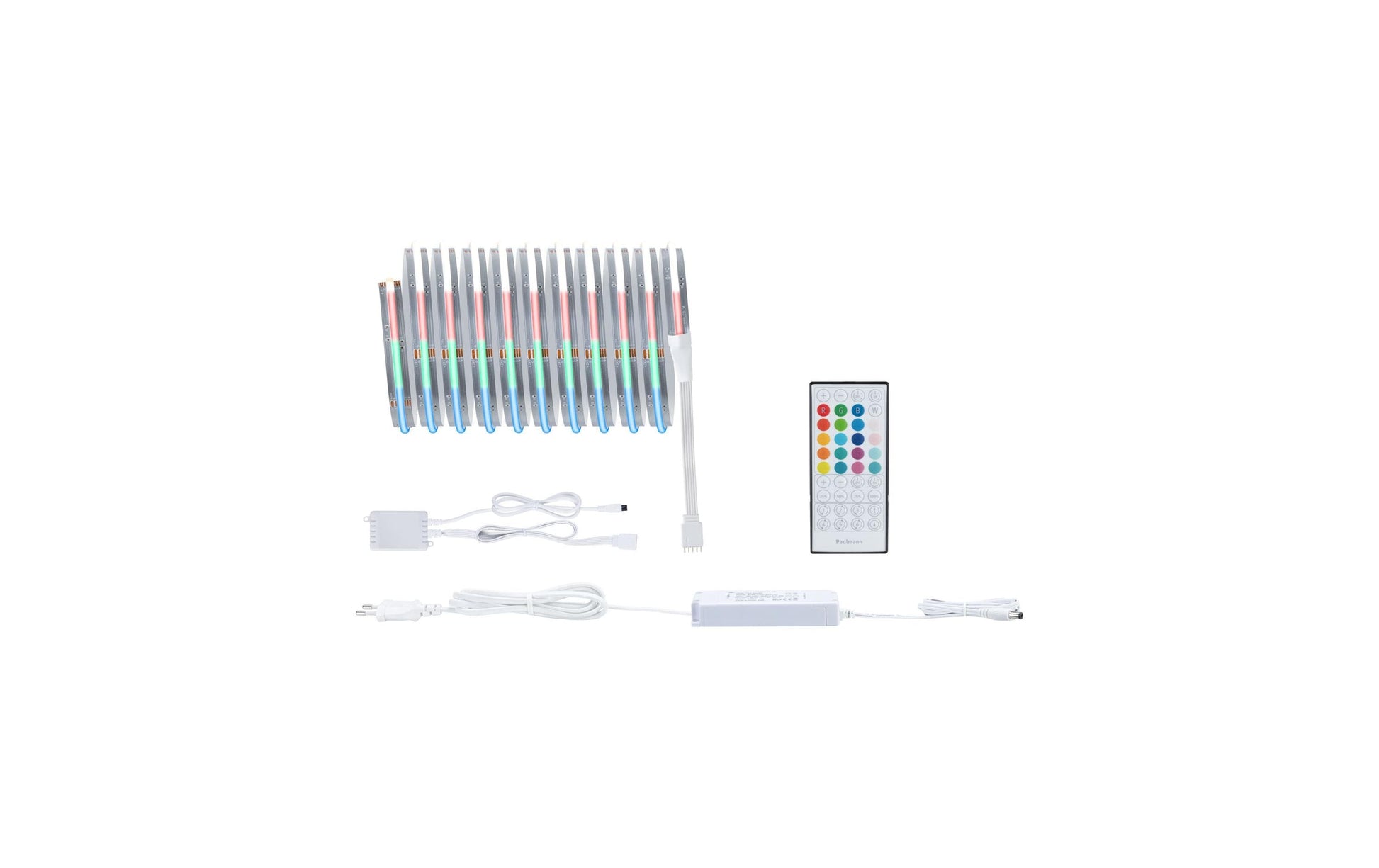 Paulmann LED-Strip – 3 m, 1590 lm, 18 W, RGBW/3000 K, dimmbar, silber, inkl. Netzteil, Fernbedienung
