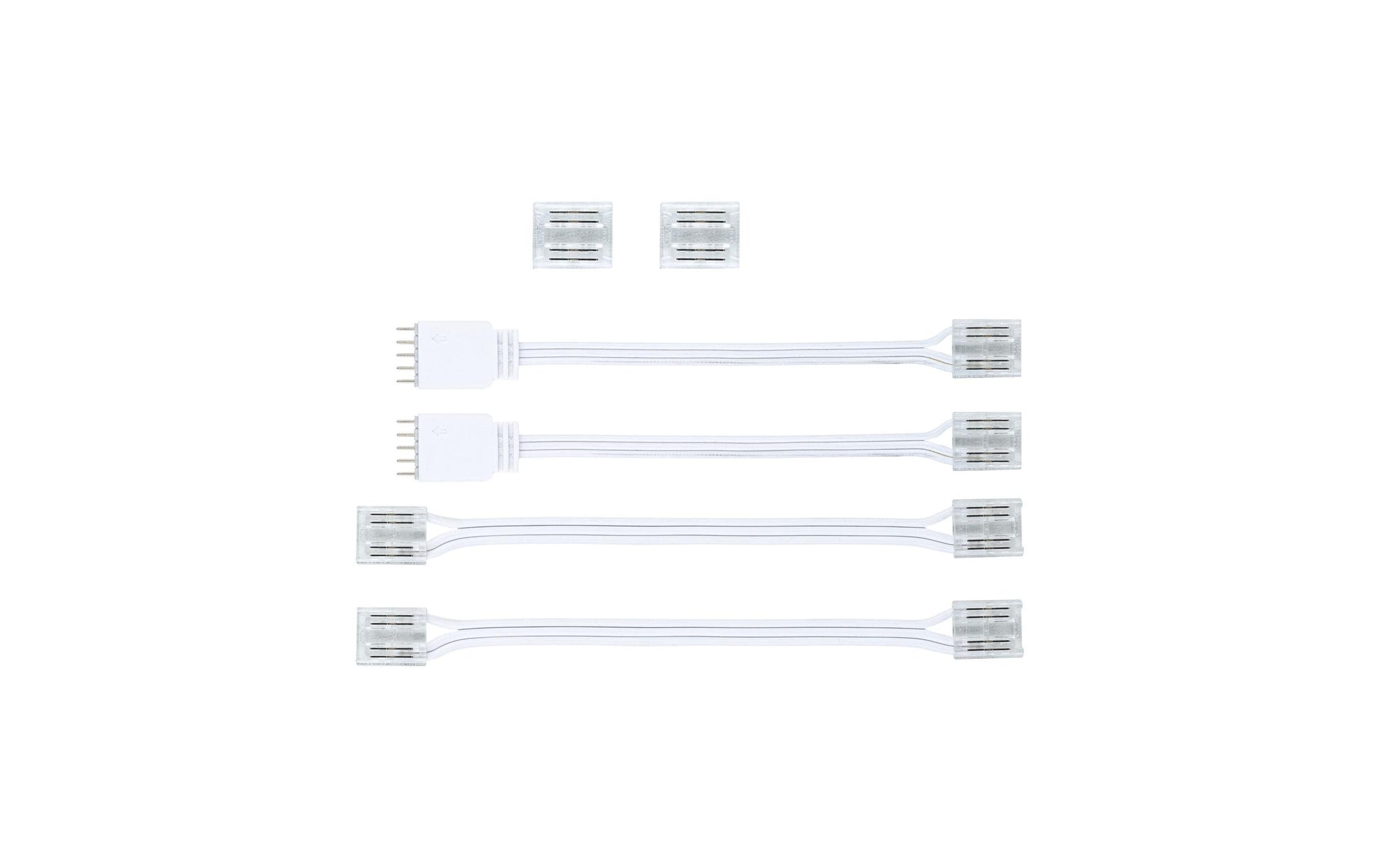 Paulmann Adapter-Set (Beleuchtungsstecker) – 4 Stk. – Transparent, Weiss, Kunststoff – 130 × 11,5 × 45 mm