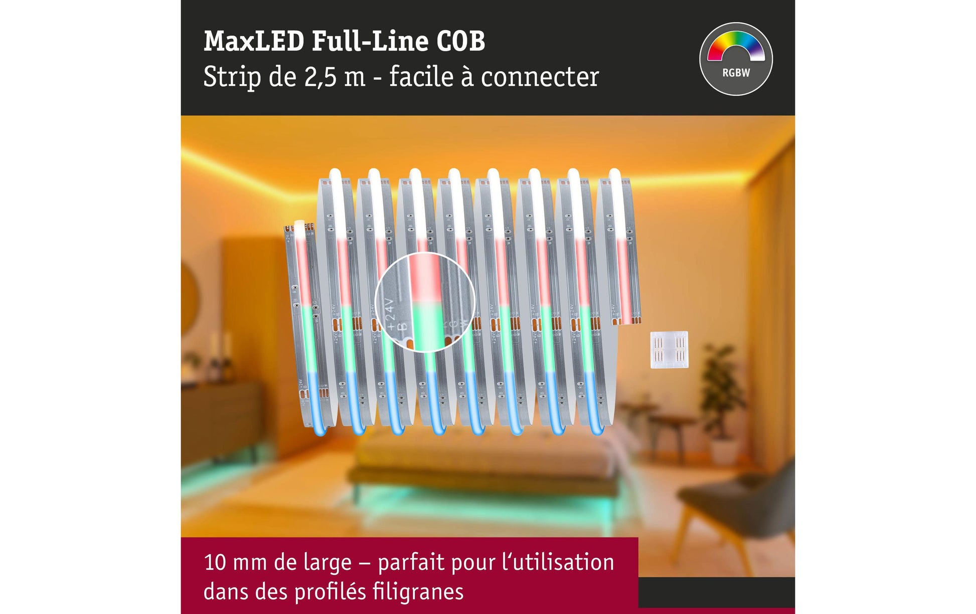 Paulmann LED-Strip MaxLED1000 – 2,5 m, 2595 lm, 24 W, RGBW, dimmbar, silber