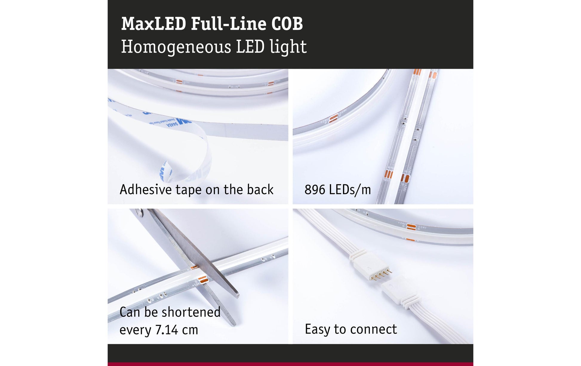 Paulmann LED-Strip MaxLED1000 – 2,5 m, 2595 lm, 24 W, RGBW, dimmbar, silber