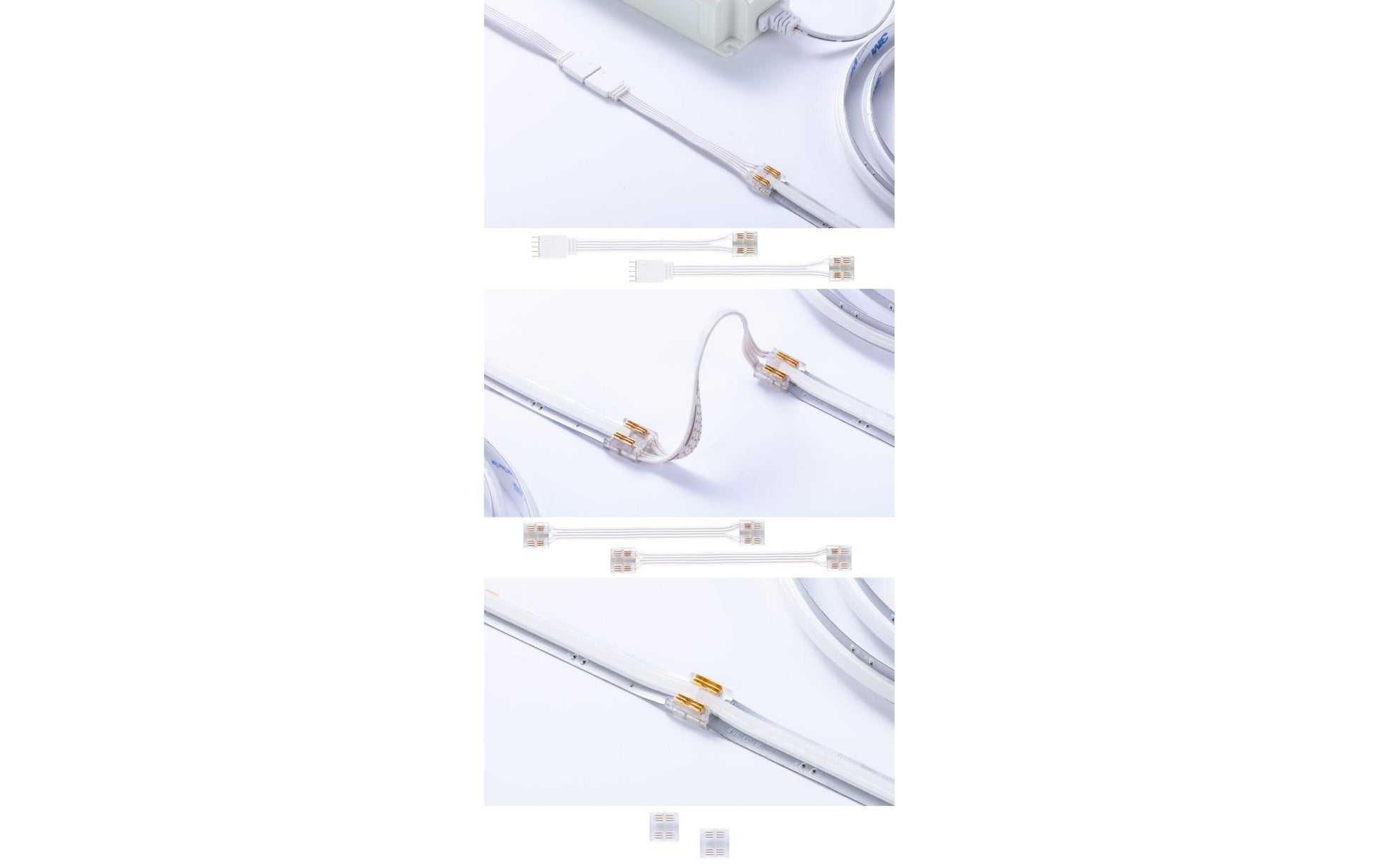 Paulmann Beleuchtungsstecker – Warmweiss, 24 V, IP20 – für LED-Strip – 4 Stk., Transparent/Kunststoff