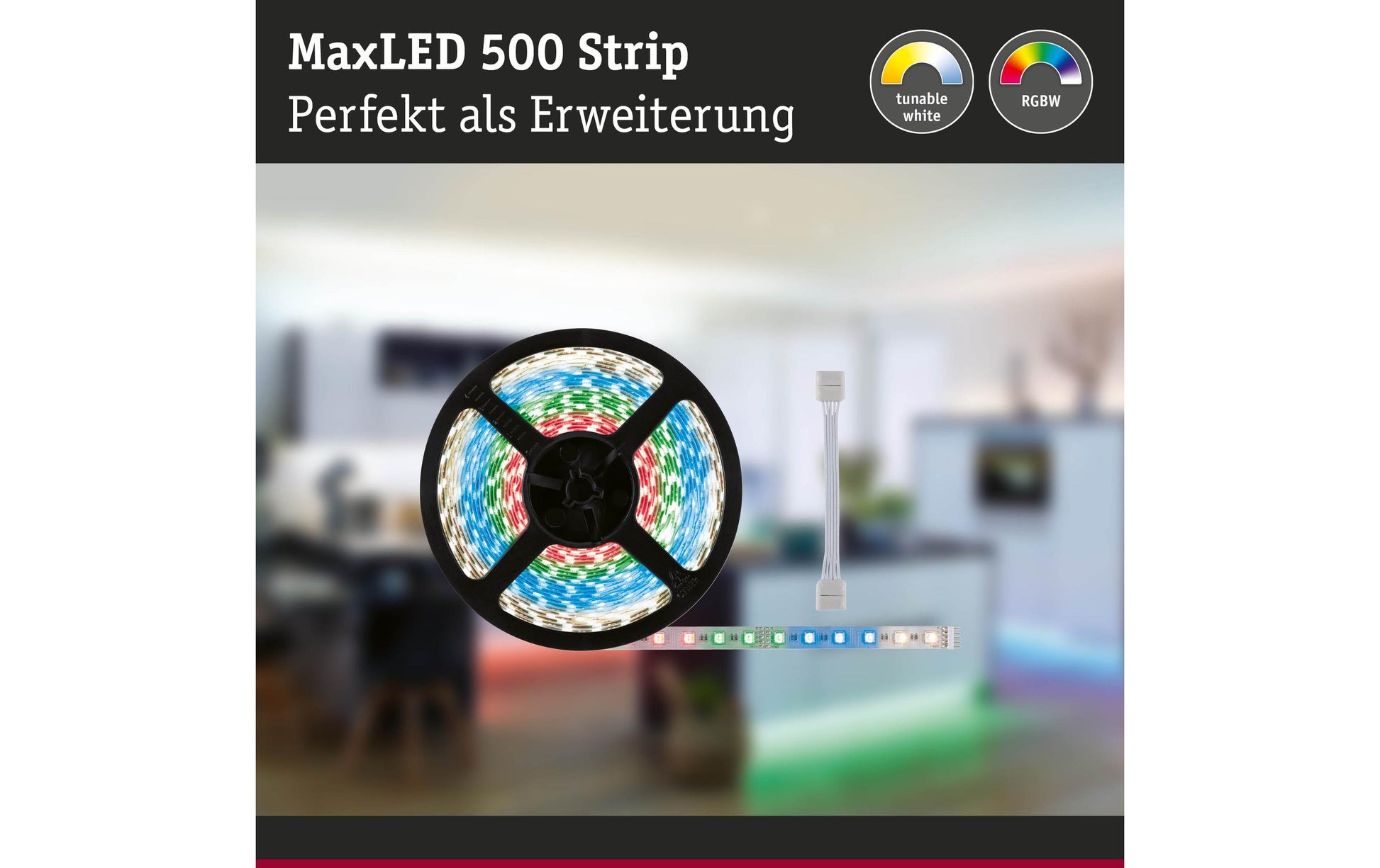 Paulmann LED-Strip MaxLED 500 – 10 m, mehrfarbig, dimmbar, 72 W – Silber