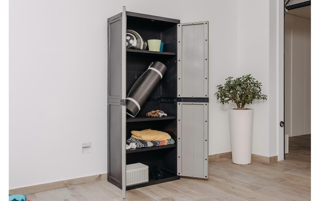 Toomax Schrank, 3 Tablare, Kunststoff, 650 × 370 × 1'650 mm, Grau