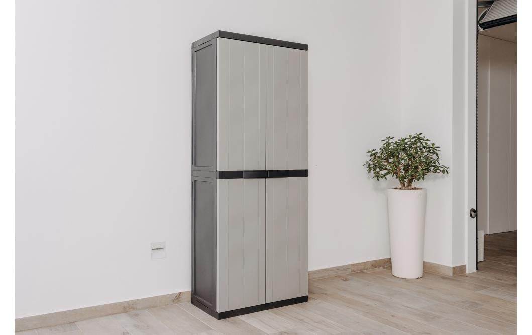 Toomax Schrank, 3 Tablare, Kunststoff, 650 × 370 × 1'650 mm, Grau