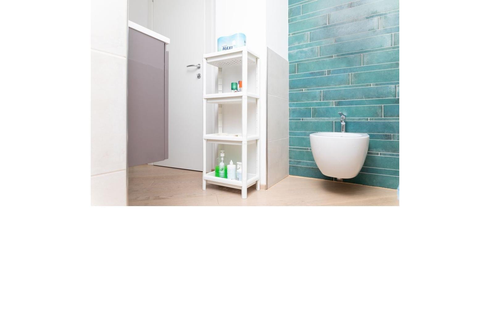 Toomax Büro-/Lagerregal freistehend – 4 Böden – 38 × 23 × 100 cm – 5 kg/Boden – Weiss – Polypropylen