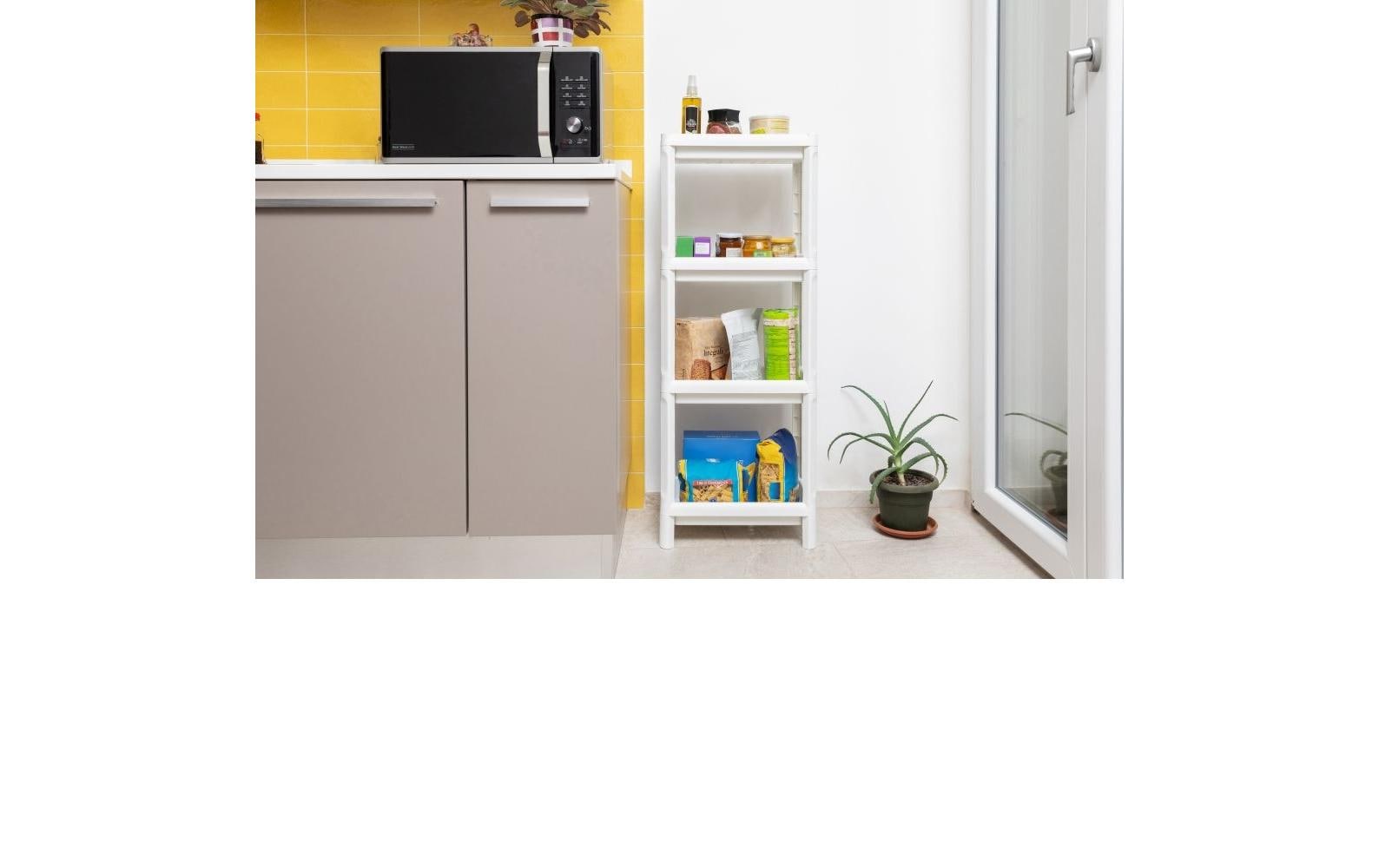 Toomax Büro-/Lagerregal freistehend – 4 Böden – 38 × 23 × 100 cm – 5 kg/Boden – Weiss – Polypropylen